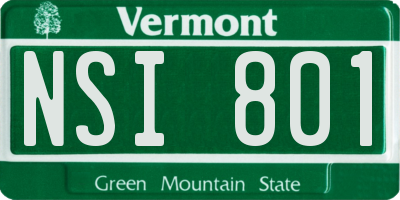 VT license plate NSI801