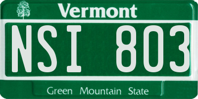 VT license plate NSI803