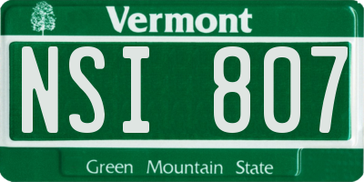 VT license plate NSI807