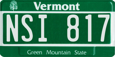 VT license plate NSI817