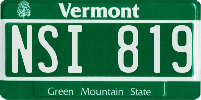 VT license plate NSI819