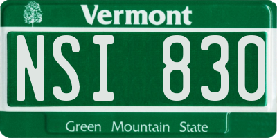 VT license plate NSI830