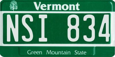 VT license plate NSI834