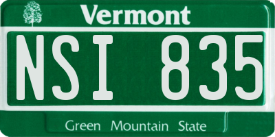 VT license plate NSI835