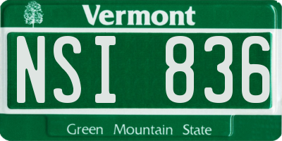VT license plate NSI836