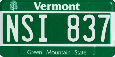 VT license plate NSI837