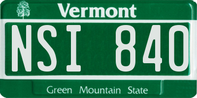 VT license plate NSI840