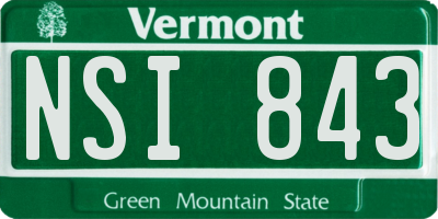 VT license plate NSI843