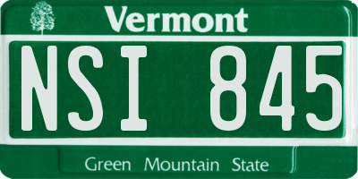 VT license plate NSI845