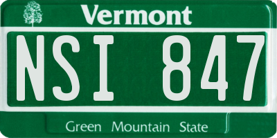 VT license plate NSI847