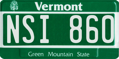 VT license plate NSI860