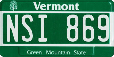 VT license plate NSI869