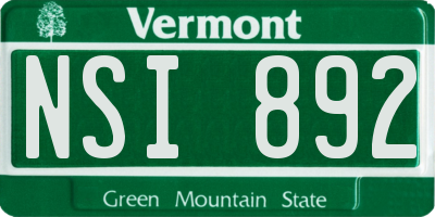 VT license plate NSI892