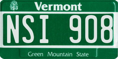 VT license plate NSI908