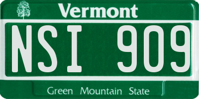 VT license plate NSI909