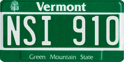 VT license plate NSI910