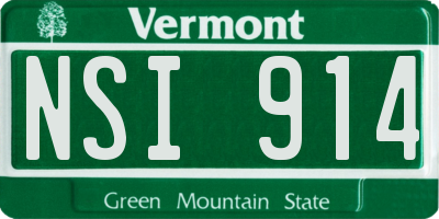 VT license plate NSI914