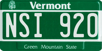 VT license plate NSI920