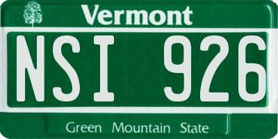 VT license plate NSI926