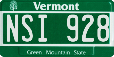 VT license plate NSI928