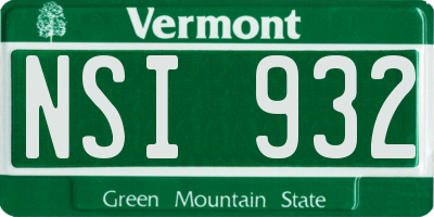 VT license plate NSI932