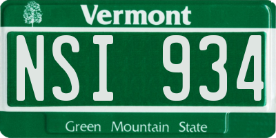 VT license plate NSI934