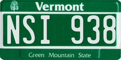 VT license plate NSI938