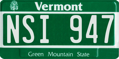 VT license plate NSI947