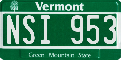 VT license plate NSI953