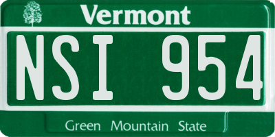 VT license plate NSI954