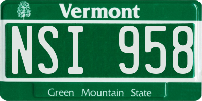 VT license plate NSI958