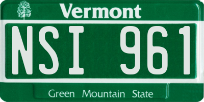 VT license plate NSI961