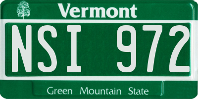 VT license plate NSI972