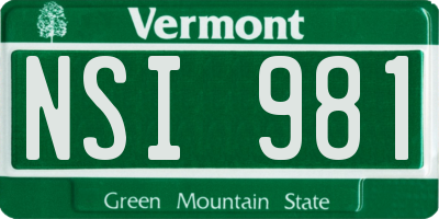 VT license plate NSI981