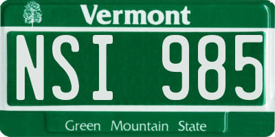 VT license plate NSI985