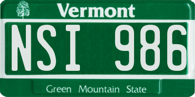 VT license plate NSI986