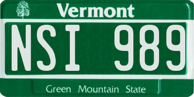 VT license plate NSI989