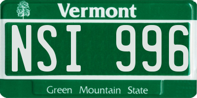 VT license plate NSI996