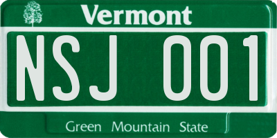 VT license plate NSJ001