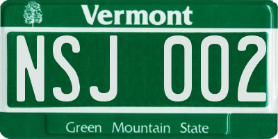 VT license plate NSJ002