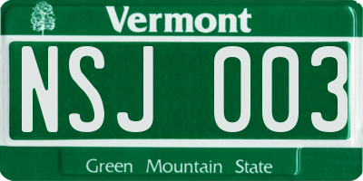 VT license plate NSJ003