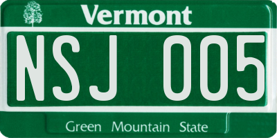 VT license plate NSJ005