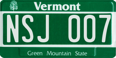 VT license plate NSJ007
