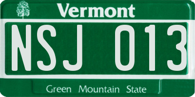 VT license plate NSJ013