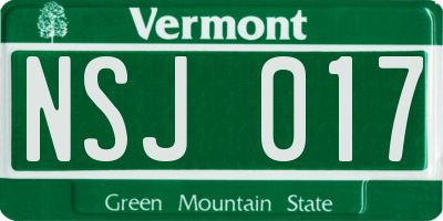 VT license plate NSJ017