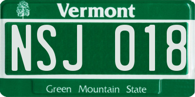 VT license plate NSJ018