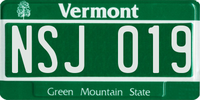 VT license plate NSJ019