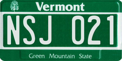 VT license plate NSJ021