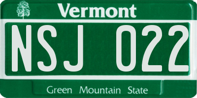 VT license plate NSJ022