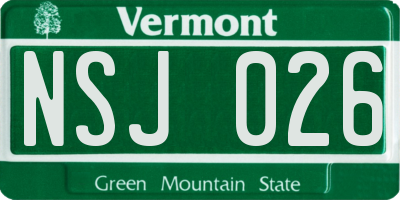 VT license plate NSJ026